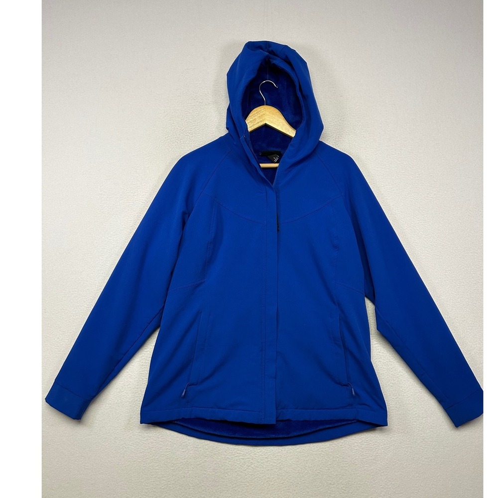 Gorpcore Kirkland Signature Women Large Blue Softshell Fleece Hooded Jacket